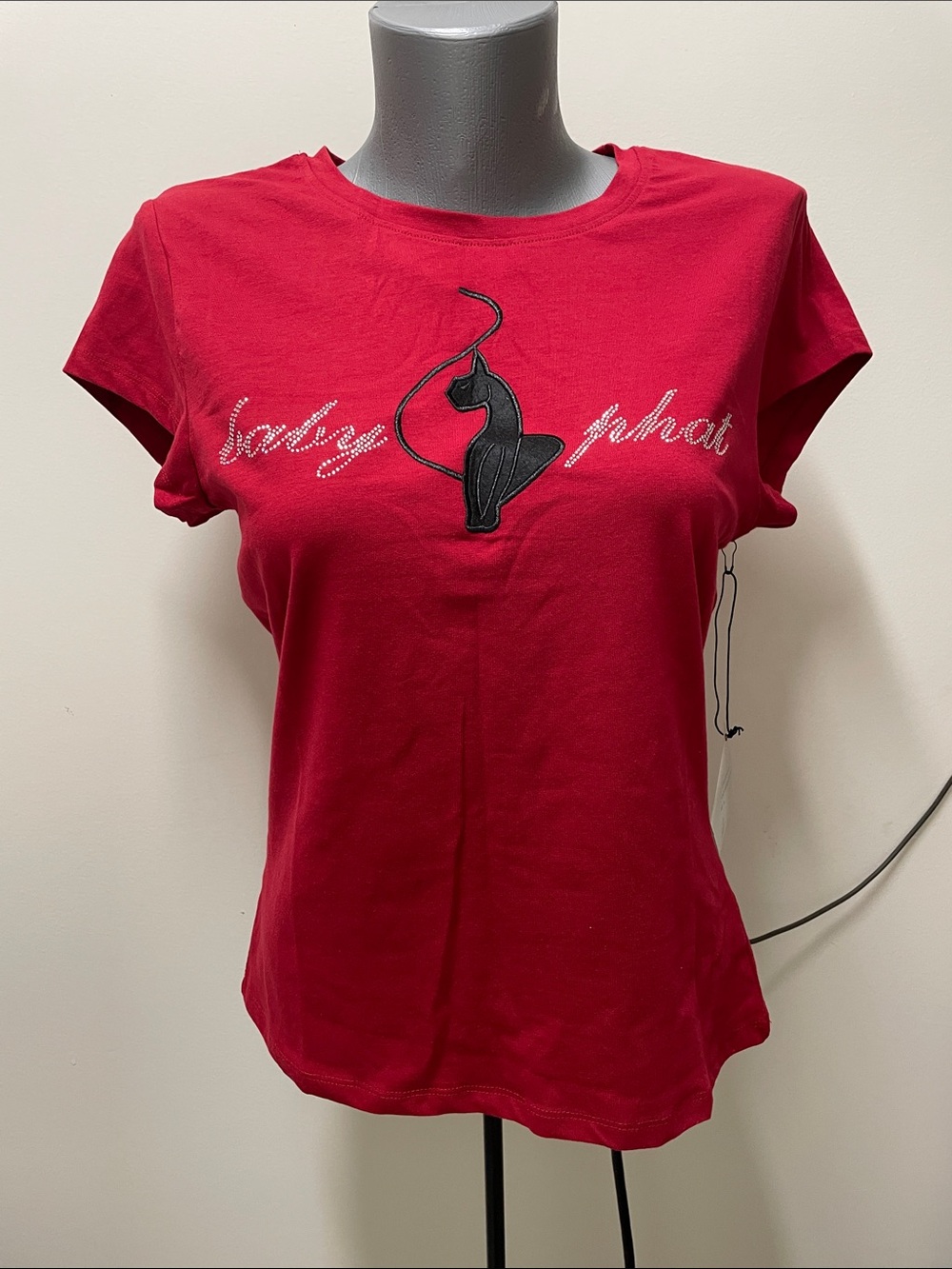 Baby Phat Red Short-Sleeve Tee with Black Cat Graphic